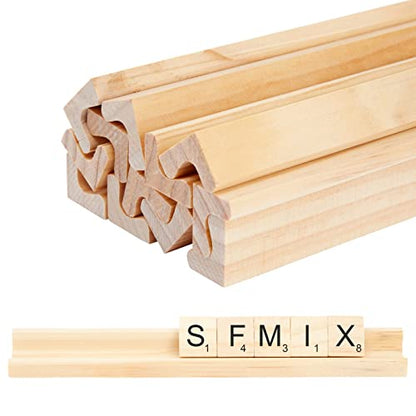Bright Creations Wooden Scrabble Tile Holder - Game Organizer with Scrabble Trays - Craft Display for Letter Tiles - Space-Saving Racks - Pack of 12, Brown, 7.5 x 0.75 x 0.85 in
