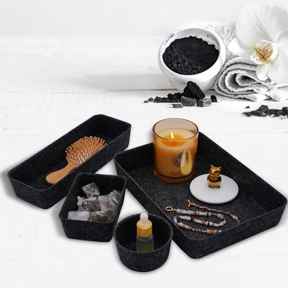 Welaxy office desk drawer organizer tray Storage Bin 8pc Sleek Carbon Box - color: Carbon