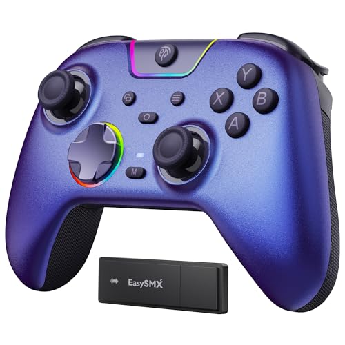 EasySMX X05Pro Wireless Gaming Controller for PC, Switch, Android/iOS | Hall Effect Joysticks, Ultra-Quiet Buttons, 2-Stage Triggers, 1000Hz Polling, Programmable, Purple - color: purple