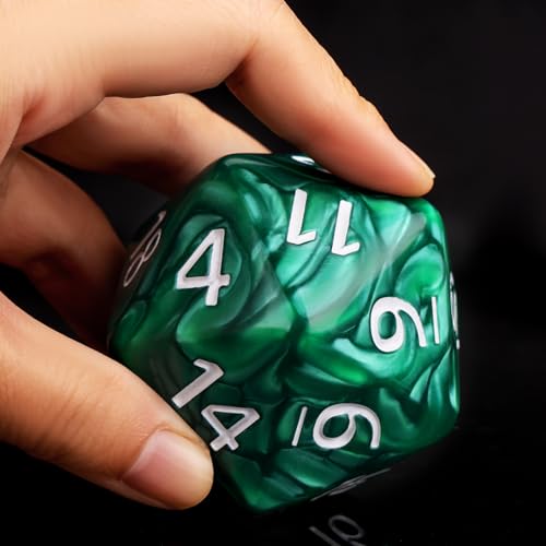 20 Sided DND Dice,D20 Giant Polyhedral Dice,55mm Titan Large Pearl Color D20 Dice,20 Sided Cube D&D Dice Set for Dungeons and Dragons, RPG, MTG Table Games(Green-Pearl Series) - color: D-20 Green