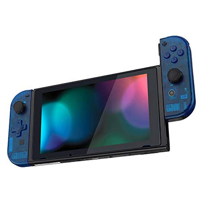 eXtremeRate Transparent Clear Blue Joycon Handheld Controller Housing (D-Pad Version) w/Full Buttons, DIY Replacement Shell Case for Nintendo Switch & Switch OLED Joy-Con – Console Shell NOT Included - color: Clear Blue