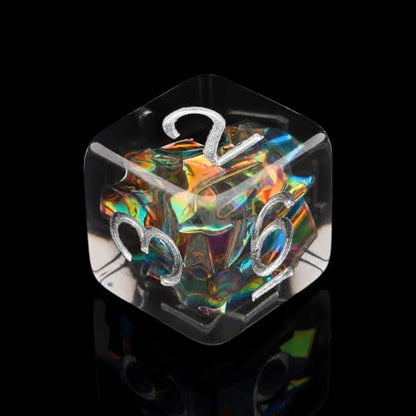 Haxtec DND Dice Set, 7 Pcs Iridescent Resin Polyhedral RPG Dice | Role Playing Games Dice with Velvet Pouch, Compatible with Dungeons and Dragons, Gifts for DM Masters, Black Silver - color: Black Gold Silver