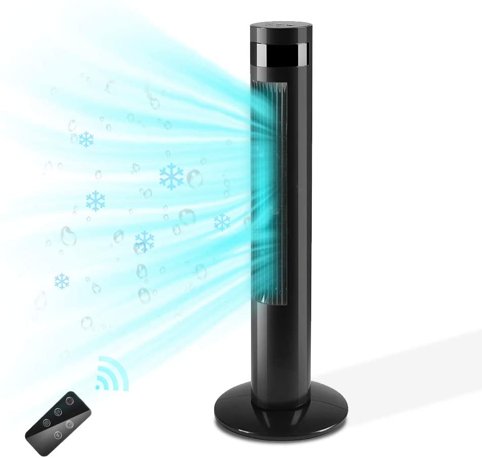 Antarctic Star Tower Fan Portable Electric Oscillating Fan Quiet Cooling Remote Control Standing Bladeless Floor Fans 3 Speeds Wind Modes Timer Bedroom Office (36 inch, Black) | Quiet Cooling Remote Control Standing Bladeless 3 Speeds Wind Modes Timer for