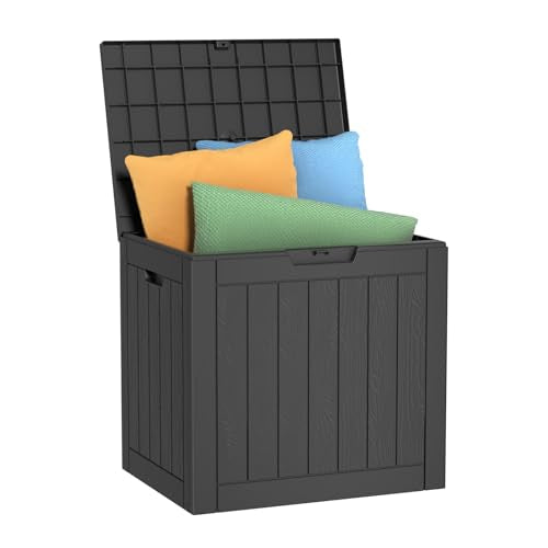 Vixzen 30 Gallon Deck Boxes Outdoor Waterproof, Lockable Storage Box for Patio Cushions Storage Furniture, Garden Tools, Pool Supplies, Weatherproof and UV Resistant (Black, 30 Gallon) - color: Black, size: 30 Gallon