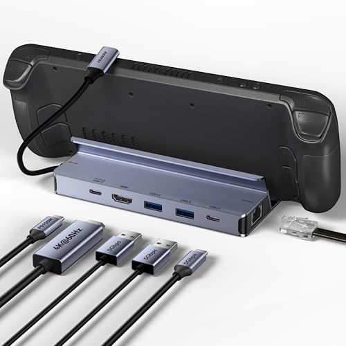 BENFEI Steam Deck Dock, Docking Station for Steam Deck (OLED)/ROG Ally/Legion Go, 6-in-1 USB C Hub with HDMI 4K@60Hz, 1Gbps Ethernet, 1xUSB C 2X USB 3.0 Port, PD 100W Charging
