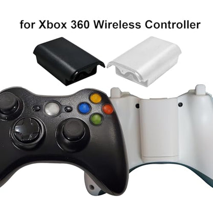 2 Pcs Battery Cover Case for Xbox 360 Wireless Controller,Battery Pack Cover Shell Case Replacement Repair Part Compatible for Xbox 360(1×Black, 1×White) - color: 1Black + 1White