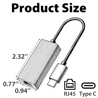 Cyberguys USB C to Ethernet Adapter, Plug and Play Ethernet Adapter, 1Gbps Gigabit RJ45 to Type-C (Thunderbolt 4/3 Compatible) Network Dongle, Compatible for MacBook Pro/Air, iPhone 16 Pro/Max, iPad - style: USB C to Ethernet Adapter