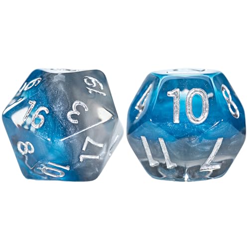Gate Keeper Games and Dice: Eclipse Dice: Legacy - 7pc RPG Set, Layered Royale Blue & Shiny Silver, 7 Resin Dice for Role Playing Games - style: Legacy