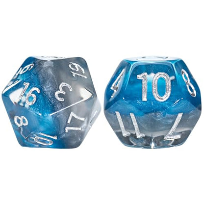 Gate Keeper Games and Dice: Eclipse Dice: Legacy - 7pc RPG Set, Layered Royale Blue & Shiny Silver, 7 Resin Dice for Role Playing Games - style: Legacy