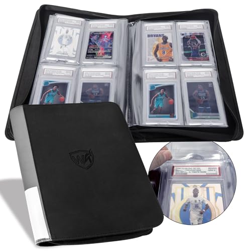 Graded Card Binder, Holds 40 PSA Slabs, 4 Pocket Slab Binder for PSA CGC CSG Slabs, Premium Ringless Zipper Card Collection Album,gray-black - color: Graded Card Binder-40 Pockets, size: 4 Pocket
