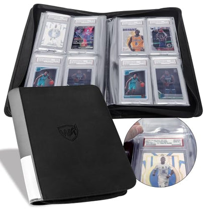 Graded Card Binder, Holds 40 PSA Slabs, 4 Pocket Slab Binder for PSA CGC CSG Slabs, Premium Ringless Zipper Card Collection Album,gray-black - color: Graded Card Binder-40 Pockets, size: 4 Pocket