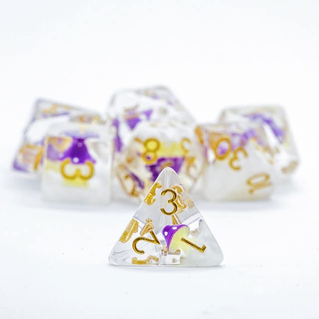 Sage's Portal Familiars and Reagents Resin DND Dice Set Polyhedral Dice Set for Dungeons and Dragons RPG Tabletop TTRPG (Purple Magic Shrooms) - color: Purple Magic Shrooms