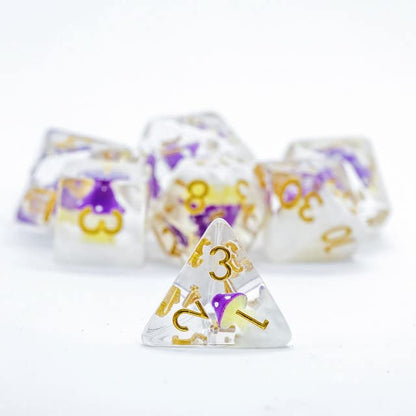 Sage's Portal Familiars and Reagents Resin DND Dice Set Polyhedral Dice Set for Dungeons and Dragons RPG Tabletop TTRPG (Purple Magic Shrooms) - color: Purple Magic Shrooms