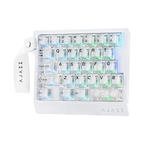 MechLands AJAZZ AK029 One Handed Gaming Keyboard, 8Khz Polling, 29 Keys Rapid Fast Wired Keyboard, SOCD & DKS, Magnetic Switch, Adjustable Actuation, RGB Backlits, Aluminum Plate (White Transparent) - color: White Transparent
