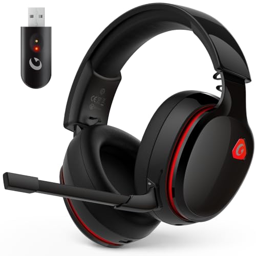 AOC 2.4GHz Wireless Gaming Headset for PS5, PS4 Fortnite & Call of Duty/FPS Gamers, PC, Switch, Bluetooth 6.0 Gaming Headphones with Noise Canceling Mic, 7.1 Virtual Surround, 45Hr Battery -BlackRed - color: Blackred