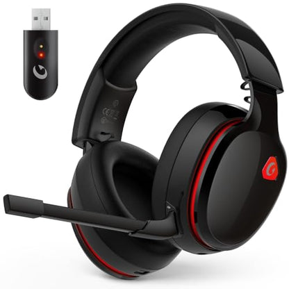 AOC 2.4GHz Wireless Gaming Headset for PS5, PS4 Fortnite & Call of Duty/FPS Gamers, PC, Switch, Bluetooth 6.0 Gaming Headphones with Noise Canceling Mic, 7.1 Virtual Surround, 45Hr Battery -BlackRed - color: Blackred