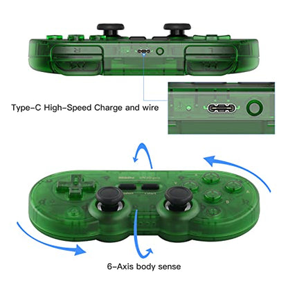 8Bitdo SN30 Pro Bluetooth Controller, Hall Effect Joystick (Jade Green) | Rumble Vibration, Turbo Function, USB-C Cable, Wireless Gamepad for Switch/Switch 2, Windows, Apple, Steam Deck, Raspberry Pi - color: Jade Green