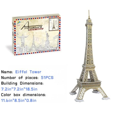 Architecture World Famous of 3D Puzzle.Build Your Own Collection of 17 Global Landmarks (Notre Dame, Colosseum) - Educational DIY Model Kit for Kids & Adults. (Eiffel Tower) - color: Eiffel Tower