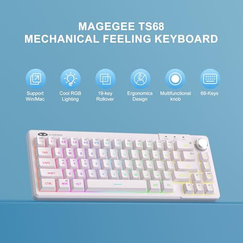 MageGee Mini 60% Gaming Keyboard, RGB Backlit Ultra-Compact Keyboard, TS68 Ergonomic Waterproof Mechanical Feeling Office Computer Keyboards for PC, MAC, PS4, Xbox ONE Gamer - color: Ivory