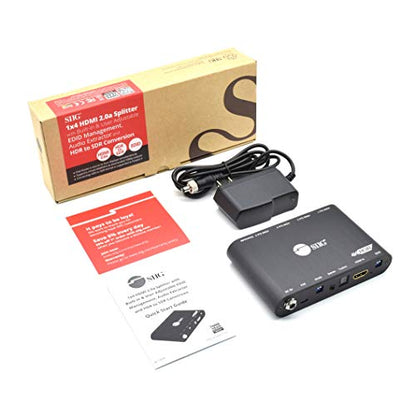 1X4 HDMI 4K 60HZ Splitter with EDID | Feed four displays across mixed 4K/1080p or HDR/SDR setups; EDID and Toslink reduce compatibility issues. TAA.