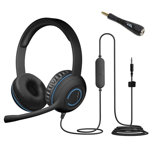 Cyber Acoustics 3.5mm Stereo Headset (AC-5002) – Durable, Crisp, and Clear Communication in Classrooms and at Home - (20 Pack with Adapter) - size: 20 pack with adapter