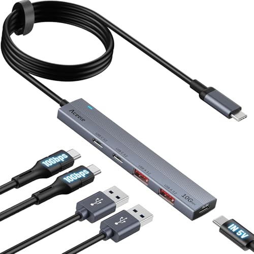 Aceele 10Gbps USB C Hub with 4 USB 3.2 Ports (2 USB A & 2 USB C), USB 3.2 Gen 2 3.3ft USB Cable Extender Hub with Type-C Power Port,Compatible for MacBook Pro 2021, iPad Pro 2021 and Other PC - style: 100cm (2A+2C+C)
