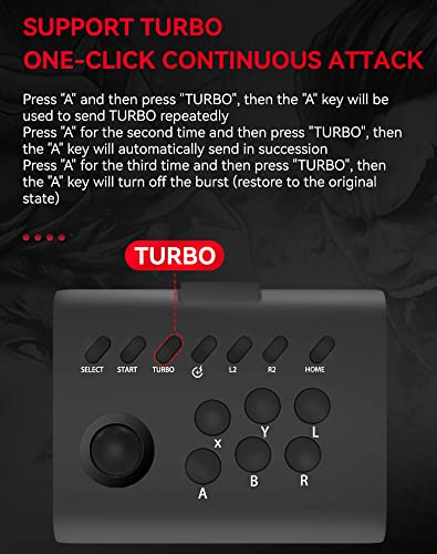 Joso Wireless Arcade Fight Stick Joystick for iPhone, Android, PS4, PS3, Nintendo Switch, PC, Arcade Rocker Controller with TURBO & Macro Programming, Support Bluetooth, Wired Connection