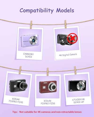 SQERO Camera Case for Digital Camera CAMKORY DC403/KODAK PIXPRO FZ55/FZ45 | SD Card Storage Travel Carry Cute Case Bag Small, Anti-Shock Dot Protection - color: Violet