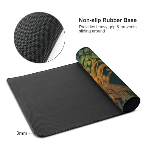 Mystical Green Tree Gaming Mouse Pad, Forest Árbol de la vida Design, XXL Extended Desk Mat, 35.4 x 15.7 inches - color: Tree of Life