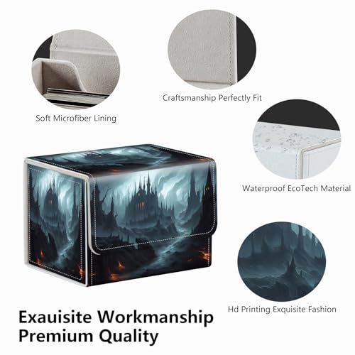 Strong Magnet for TCG MTG Commander Deck Box Playing Card Case Magic Deck Box Creative Pattern Trading Card Storage Box for Collectible Games, Mysterious and Magical Castle - color: Skeleton Red Flowers