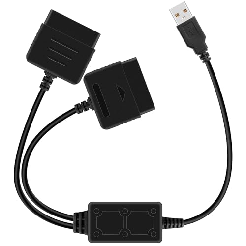 OSTENT Dual USB Adapter Converter Cable Cord for Sony PlayStation 1/2 PS One PSX Wired Controller Gamepad Joystick to PC Laptop