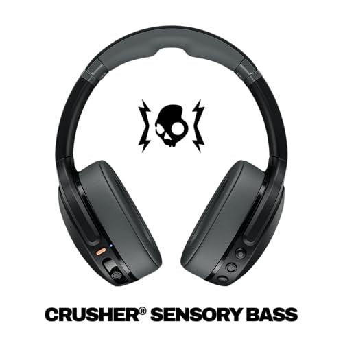 Skullcandy Crusher Evo Wireless Bluetooth Headphones with Multi-Sensory Bass, Noise Isolating Over-Ear Fit, Up to 40 Hours Battery, Microphone for iPhone Android - Asphalt - color: Asphalt