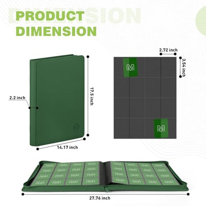 Premium Card Binder 16 Pocket,Trading Card Binder Holds up to 1000+Cards Sturdy Card Collection Album, Card Holder Folders for MTG, TCG, Game Cards & Sports Cards - color: 16 deep green