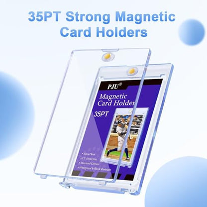 120ct Magnetic Card Holder, 35pt One Touch Card Holder for Trading Cards, Protectors Hard Plastic, U-V Protection Magnetic Display Case for Baseball, Game, Sports Cards - size: 120