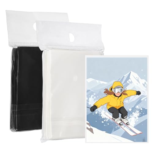 Matte Card Sleeves, Trading Card Sleeves Deck Protectors Perfect for Trading Cards & Baseball & Sports & Magic Gathering & Magic Game Cards (Black/White, 100 Pcs) - color: Black/White