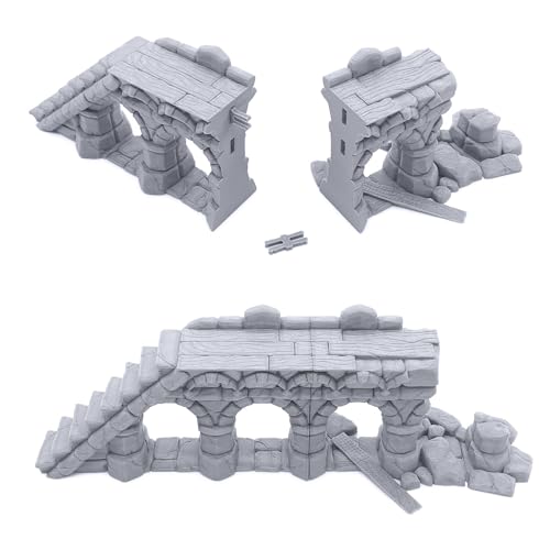 Ruined Town Modular Walls II - DND Terrain, 28mm Miniature Wargaming, Tabletop Wargame Scenery