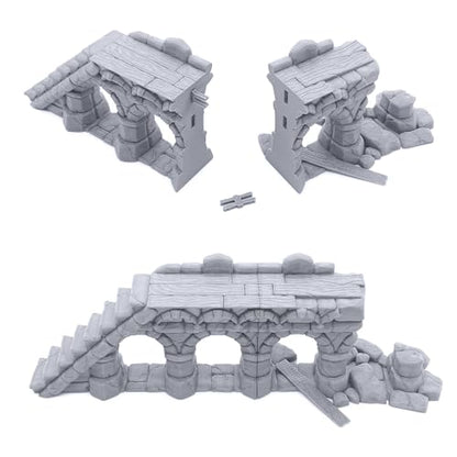 Ruined Town Modular Walls II - DND Terrain, 28mm Miniature Wargaming, Tabletop Wargame Scenery