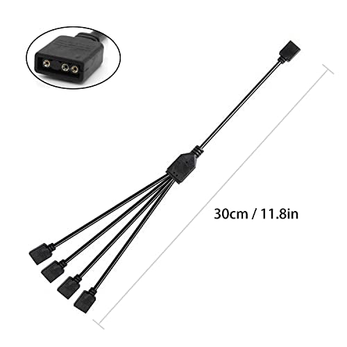 ARGB Splitter Cable, 1-to-4 Female to Female 5V 3 Pin Addressable RGB Splitter Extension Cable ARGB LED Sync Cable for Computer Chassis CPU Cooler and 5V ARGB Fan (2 Pack) - style: 1-to-4