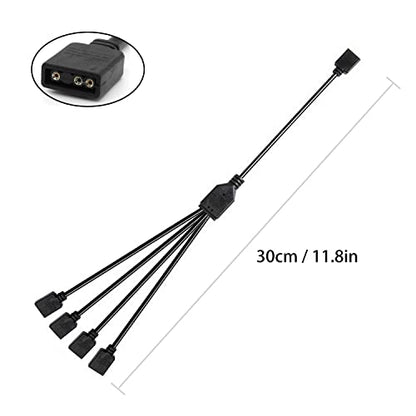 ARGB Splitter Cable, 1-to-4 Female to Female 5V 3 Pin Addressable RGB Splitter Extension Cable ARGB LED Sync Cable for Computer Chassis CPU Cooler and 5V ARGB Fan (2 Pack) - style: 1-to-4