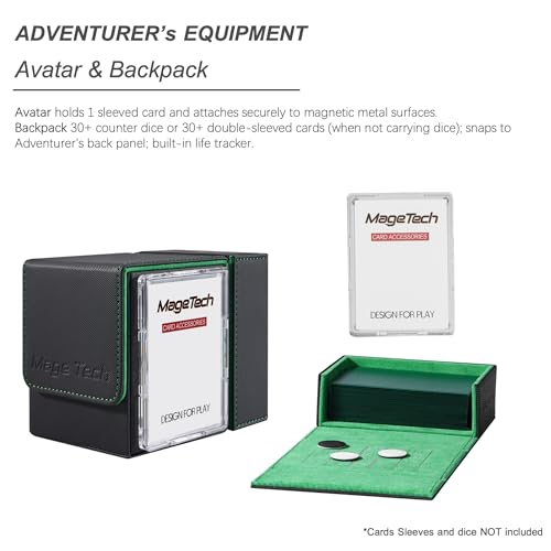 Mage Tech Adventurer [Paragon] Commander Kit - Avatar Holder + Backpack Dice Box Snap-On Back Panel, with Life Tracker - MTG Commander/EDH - Black/Green - color: 2. Veil (Black/Green), style: 4. Paragon[commander Kit]