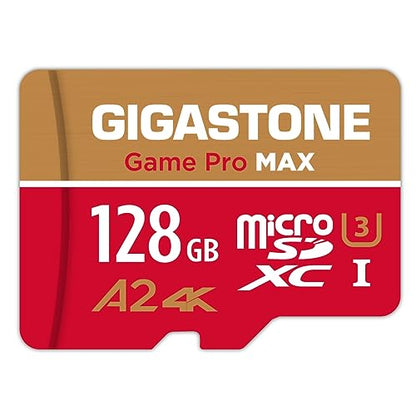 【for Switch 1 Only】 GIGASTONE 128GB Micro SD Card, 4K Game Pro MAX, A2 V30 Memory Card for Gaming Console, 4K UHD Video, Up to 150/100 MB/s, UHS-I U3 C10 with Adapter【5-Years Data Recovery】 - size: 128GB, style: Game Pro MAX 1-Pack UHS-I