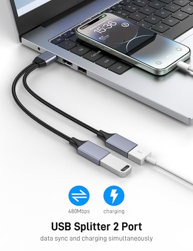 USB Splitter 1 in 2 Out(3 Pack), USB 2.0 A Male to 2 Dual USB Female Jack Y Splitter Hubfor Laptop, PC, Smart TV, Desktop Computer, Mac, PS5, PS4(Not Supporting CarPlay and Android Auto) - size: 3 Pack