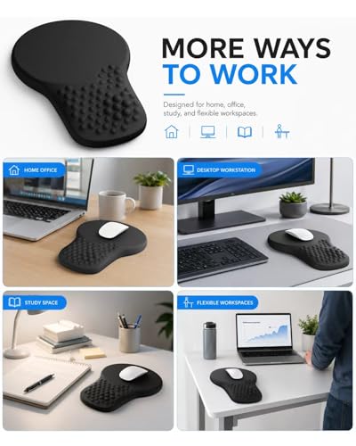 Ergonomic Mouse Pad with Wrist Rest Support, Mousepad for Carpal Tunnel Pain Relief, Memory Foam with Massage Design, Non-Slip PU Base for Office, Home, Gamming