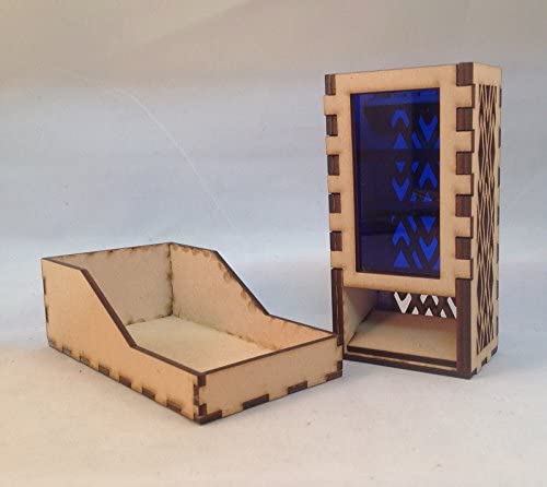 Mini Dice Tower and Tray v4 Dark Blue Acrylic Window Laser Cut MDF Unique Gift