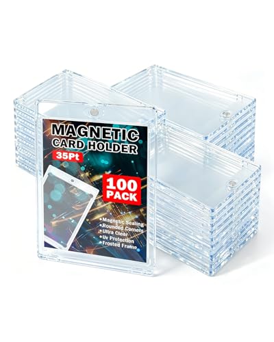 TORONTOKYO 100ct Magnetic Card Holders for Trading Cards, 35PT One Touch Card Holder, Card Protector Hard Plastic for Baseball Football Sports and Game Cards - color: 100 Pieces