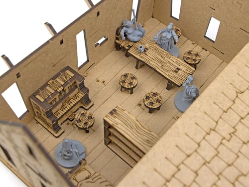 TowerRex Bar Furniture D&D Scatter Terrain Set for 28mm Miniatures, Dungeons and Dragons, Warhammer, Pathfinder DND Miniatures