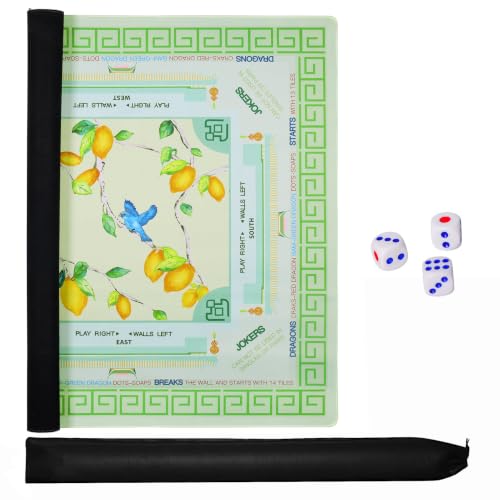 Jongyance American Learning Mahjong Mat (33”x33”), Mahjong Mat for Table, Mah-jongg Game Mat - color: Green