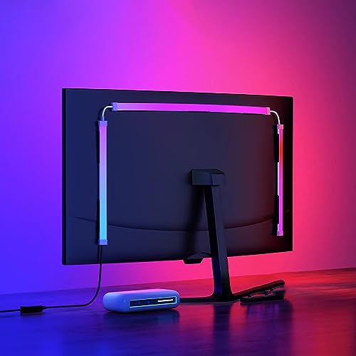 Monitor LED Backlights for PC & Mac, RGBIC LED Strip Lights that Sync with Screen Color or Music, Computer Light Bar Behind Monitor, LEDs for Desk Gaming, USB Port, Software Control (24 in) - size: 24inch (for PC & Mac)