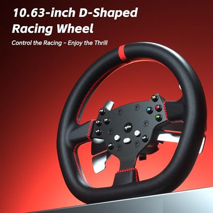 PXN V10 Pro Direct Drive Sim Racing Wheel, 3.2Nm Force Feedback | Servo Motor, 3 Hall-Effect Pedals, 4 Paddle Shifters, for PC, Xbox One, Xbox Series X/S, PS4