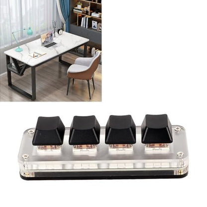 Mini Mechanical Keyboard - USB Wired Programmable Keypad for Gaming and Volume Control Custom Shortcuts, Plug and Play(4 Keys)